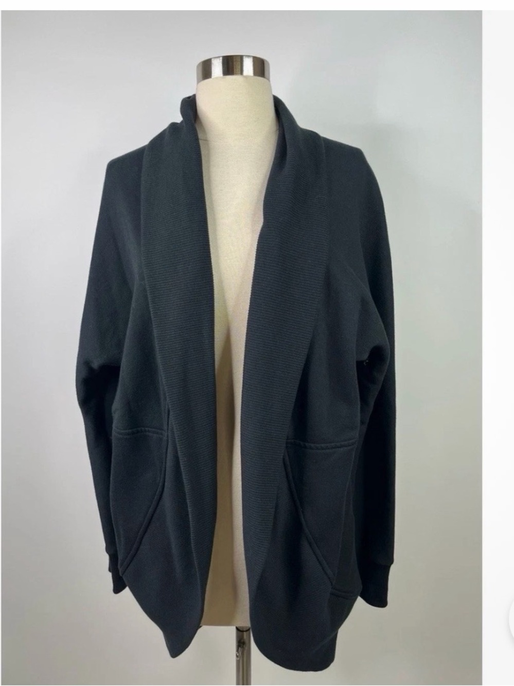 Banana Republic Dark Slate Open-Front Shawl Collar Cardigan